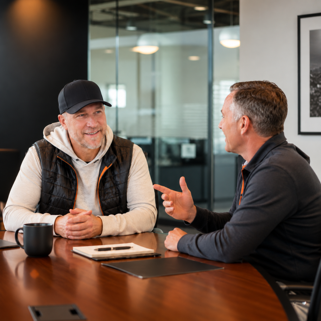 James Mayhew and executive in a coaching conversation